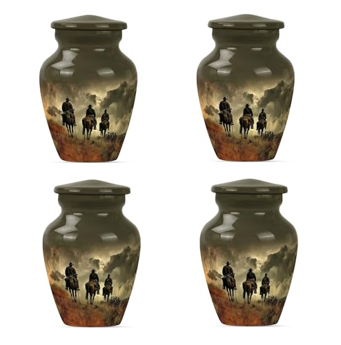 Cowboy Urn - Mini Urns for Human Ashes - Ashes Holder - Companion Urn - Cremains Containers - Burial Urns for Adult Human Ashes (3 inch Pack of 4) - size: #4 (Set of 4)