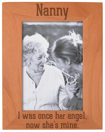 ThisWear Bereavement Nanny Once Angel Now Mine Wood Frame - Portrait 5x7 | Sentimental Photo Frame, Laser Engraved, Holds 5x7 Photo, Grandma Memorial Frame Nanny - size: 5x7 Photo - Portrait