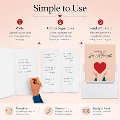 Andaz Press Jumbo Sympathy Card with Envelope, Sorry For Your Loss Card, Sending You Love & Strength, Loss Of Pets, Condolences Card with Big Blank Space to Send to Friends, Family, 8.5" x 11", 1-Pack - color: Sending You Love & Strength