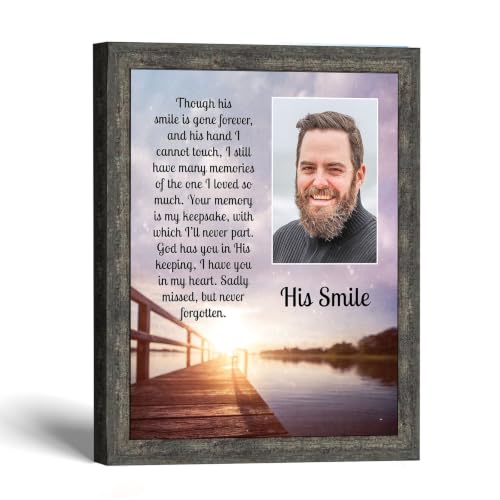 Memorial Gifts for Loss of Husband, Sympathy Gift, His Smile In Memory of Loved One, Picture Frames for Sympathy Gift Baskets, Bereavement Gifts for Loss of Father, Loss of Son Condolence Gift, 5031BW | Sympathy Gifts for Loss of Father, In Memory of Dad,