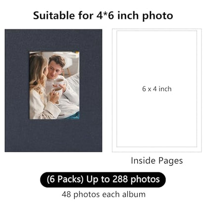 Small 4x6 Photo Album 24 Pockets Linen Cover Gray Blue 6 Pack - color: Gray Blue, size: 24 Pockets 6 Pack