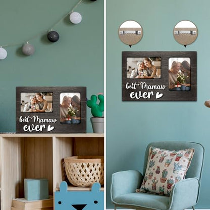 Mamaw Gifts, Mothers Day Mamaw Gift from Grandkids, 3D Photo Frame Hold 4x6 Inches Two Photos - Picture Frame Present for Grandparents Day, Birthday - color: mamaw