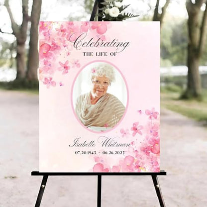 Pink Floral Funeral Welcome Sign, Celebration of Life Welcome Sign, in Loving Memory Sign, Celebration of Life, Celebration of Life Sign, Memorial Sign with Photo,Funeral Welcome Sign #sq - color: Version #28