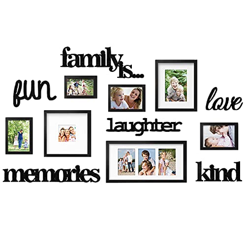 Jerry & Maggie - Photo Frame | Plaque College Frame - Black Wall Decoration Combination - Black PVC Picture Frame Selfie Gallery Collage With Full Size Hanging Template & Wall Mounting Design - color: Black/ 7PACK