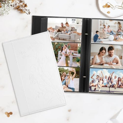 Artmag Photo Album 4x6 300 Photos, Extra Large Capacity Leather Cover Wedding Family Photo Albums Holds 300 Horizontal 4x6 Photos(White) - color: White, size: 300 Pockets