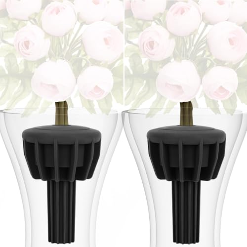 Cemetery Vase Rubber Inserts, Silicone Secure Flowers Holder for Headstone 2 Packs, Black - color: Black