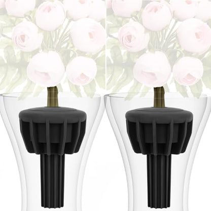 Cemetery Vase Rubber Inserts, Silicone Secure Flowers Holder for Headstone 2 Packs, Black - color: Black