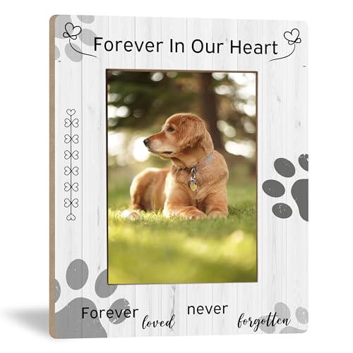 Forever In Our Heart Forever Loved Never Forgotten Pet Memory Picture Photo Frame, Pet Dog Cat Memorial Picture Frames, Memorial Sympathy Gifts For Loss Of Dog, Pet Memorial Picture Frames 5x7 - color: C