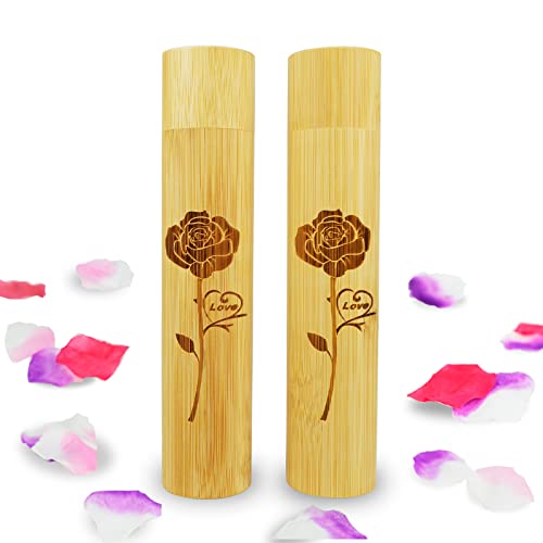 2 Pack Small Biodegradable Bamboo Scattering Tubes Urn for Human Ash - color: Flowers, size: Small (Set of 2)