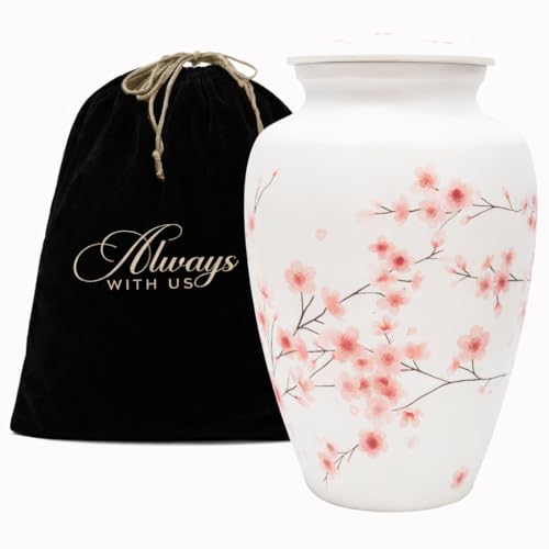 Cremation Urns for Human Ashes Adult Female | Human Urn for Ashes for Women | Decorative for Cremation, Funeral, Burial, Home | Handcrafted Large Size - Cherry Blossom - size: Large