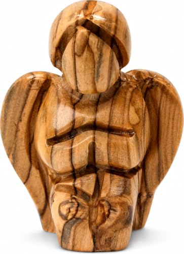 Zuluf Mini Handcrafted Olive Wood Praying Angel Statue 3" – Fidget Guardian Angel Figurine from Bethlehem – Christian Home Altar Decor – Sympathy & Remembrance Religious Gift - color: 3" Kneeling Angel