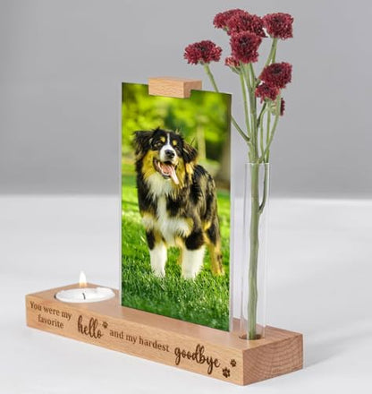 Dog Memorial Gifts – Pet Remembrance Keepsake, Sympathy Gift for Loss, Memorial Picture Frame Fits 4x6 In Photo with Vase and Photo Frame, Engraved Stand Handicraft (You were)