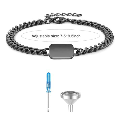 Cremation Jewelry Urn Bracelet for Ashes for Women Men Adjustable Memorial Keepsake Bangle Cuban Link Chain Ash Bracelets