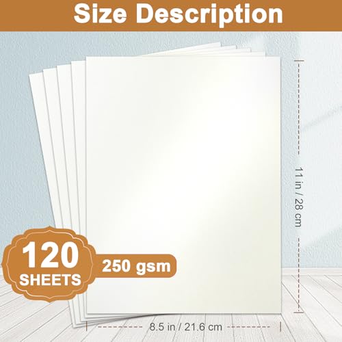 Silunkia 120 Sheets Cream Shimmer Cardstock 8.5 x 11 Off White Paper 92lb | Premium Glossy Paper Card Stock for DIY Cards Making, Wedding Invitations, Anniversaries, Business Cards, Menus - color: Cream, size: 120 Sheets