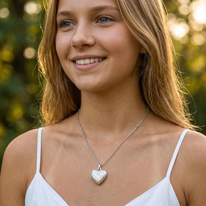 YOUFENG Love Heart Locket Necklace That Holds Pictures S925 Silver Photo Lockets Gifts for Women Jewelry - color: Flower