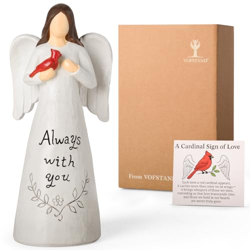 Cardinal Sympathy Gifts for Loss of Loved One - 6.7" Angel Figurine Statue, Memorial Gifts for Loss of Women Mother Father, Bereavement Grief Remembrance Gift, Hand-Painted Figurine - color: Angel Cardinal