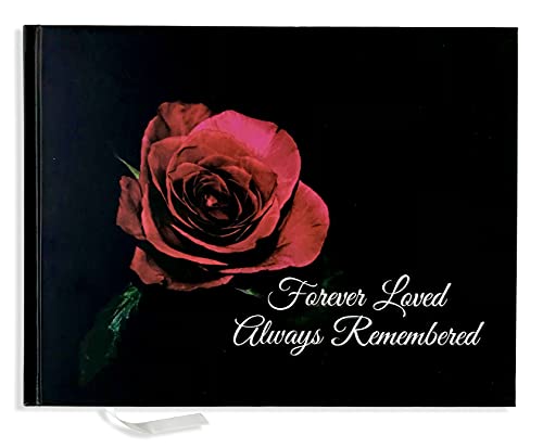 JC Classics Funeral Guest Book | Memorial Guest Book Hardcover | Guestbook for Sign In, Condolence (Black-Rose) - color: Black-Rose