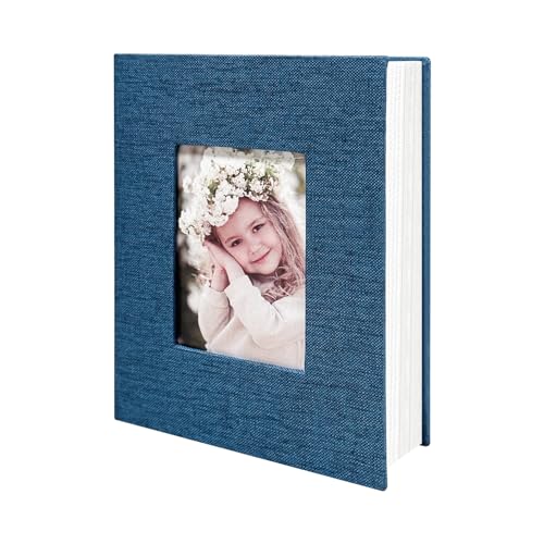 Photo Album 4x6 100 Pockets, Linen Cover Top Loader Vertical, Slip-in Picture Blue Pockets Albums for Wedding, Family, Anniversary, Baby, Vacation - color: Blue, size: 100 Pockets