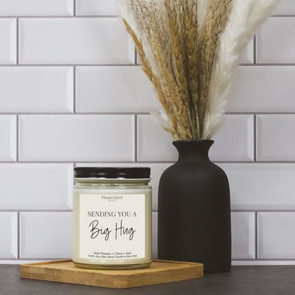 Sympathy Gift - Sending You a Big Hug Candle - Loss of Loved One | Scented Candle Made in USA - Grief, Condolence, Thinking of You, Get Well, Cheer Up Comfort Present - Mother, Pet, Memorial