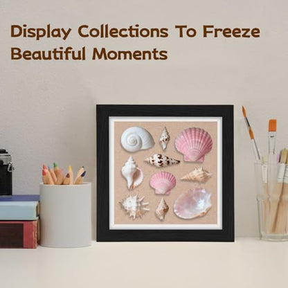 6Pack 5x5 Inch Shadow Box Frame, Black Wood Display Case Memory Box | 1" Deep Keepsake Frame, Memorabilia Showcase, Photo Ticket Medal Display, Wall Tabletop Picture Frame, Souvenir Gift Box - color: Black
