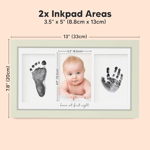 KeaBabies Inkless Hand and Footprint Kit, Boy Girl Newborn Keepsake (Sage) | No Mess Ink Pad for Baby Handprint, Clean Touch Paw Print Kit for Dog Picture Frame, Personalized Baby Christmas Shower Gifts - color: Sage