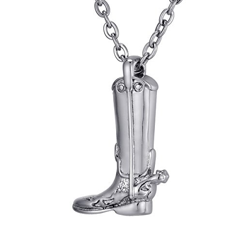 Cremation Jewelry Cool Army Boots Ashes Necklace Urn Pendant for Men & Cowboy Memorial Keepsake with Funnel Kit - style: Necklace