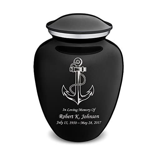 Adult Personalized Anchor Cremation Urns for Human Ashes I Large Black Funeral Urn for Men and Women I 200 lbs - color: Black
