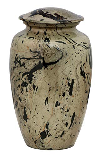 BOLD & DIVINE Marble Texture Cremation Urn | Human Ashes Adult Memorial urn, Burial, Funeral Cremation Urns | Large/Adult Urn with Unique Velvet Bag - color: Marble Texture