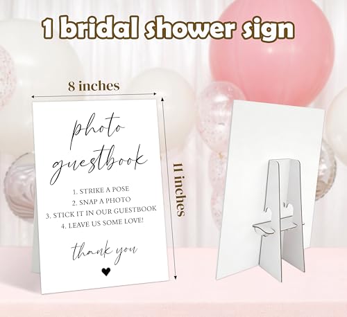 Minimalist Photo Guestbook Sign, White Wedding Signs for Ceremony and Reception, Modern Wedding Signage with Stand, Bridal Shower Table Centerpieces, Engagement Reception Event Party, 10 - color: Photo Guestbook Sign, 10