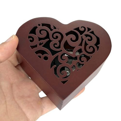 Pursuestar Frzon Let It Go Wind Up Music Box, Heart Shaped Vintage Wood Carved Mechanism Musical Gift for Lover Girlfriend Wife Husband Valentine's Day Mother's Day Christmas Anniversary - style: Frzon Let It Go