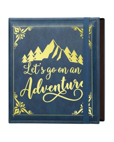Leather Photo Album 4x6 200 Photos,Slip-in Photo Album Book with 50 Sheets, Travel Souvenir Diary Photo Book for Family Wedding Baby and Holiday Pictures - color: Blue