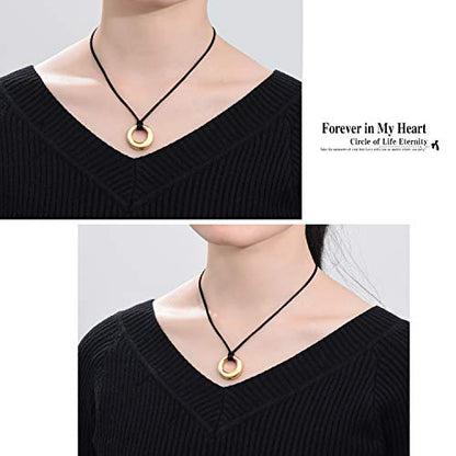 Hearbeingt Cremation Jewelry Urn Necklace for Ashes for Women Men, Circle of Life Eternity Memorial Pendant Ash Jewelry - color: Gold