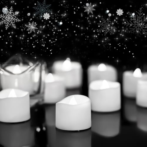 Homemory 24-Pack Flameless Tea Lights Candles Battery Operated, 200+ Hours - color: Cool White Glow – White Body, size: Pack of 24