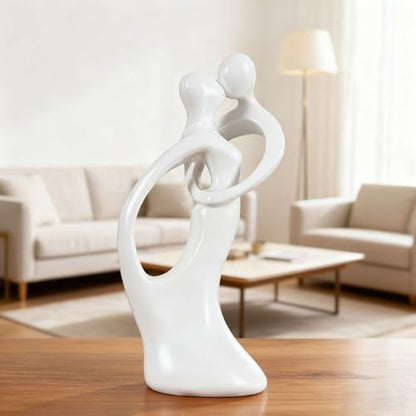 Modern Abstract Couple Statue, Kissing Lovers Sculpture Figurine Home Decor - style: Style A-White