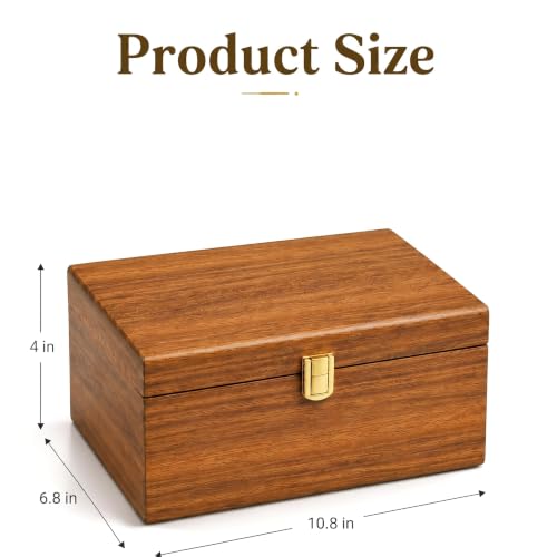 Wooden Keepsake Box,Handmade for Photos,Keepsake,10.8"x6.8"x4" Storage Box | Acacia Wood,Hinged Lid,Memory Box,Jewelry Box,Wooden Gift Box,weddings,birthdays,Christmas gift,Dust and privacy prevention