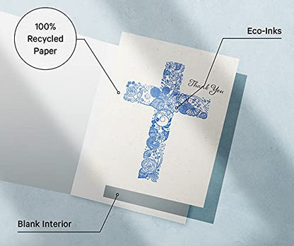 Twigs Paper Christian Cross Thank You Cards, 12 Blank Note Cards | Matching envelopes included, bible verse & scripture, faith & encouragement, inspirational & religious - color: Christian Cross Thank You, size: 12-Count