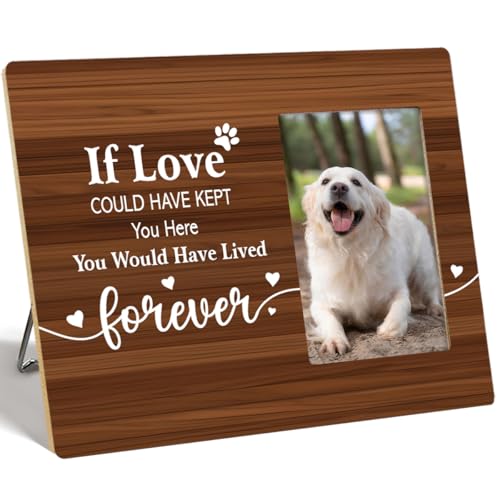 OTINGQD Dog Memorial Picture Frame Gift,If Love Could Have Kept You Here You Would Have Lived Forever Wooden Photo Frame for Tabletop Wall Display,Dogs Memorial Gifts for Loss of Dog - style: Dog Memorial Gifts-2