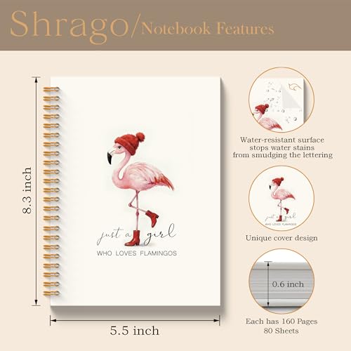 Girly Flamingo Notebook, Flamingo Gifts for Women, Girly Office Supplies, Just a Girl Who Loves Flamingos Hardcover Spiral Notebook Journal 5.5x8.3 Inch - color: Flamingo