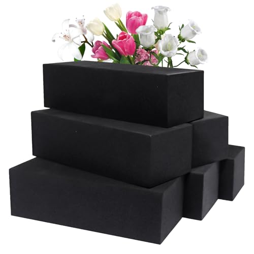 Prashent 6 Pcs Black Floral Foam Blocks for Artificial & Dried Flowers, Reusable & Water Resistant, Easy to Cut and Shape, Ideal for Home, Wedding, Events & DIY Crafts, 7.8” L x 3.5” W x 2.4” H - color: Black-6PCS-7.8” x 3.5”
