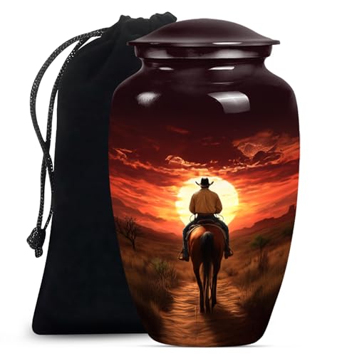 Cowboy Urn for Ashes Adult Male, Large 10" Cremation Urns for Human Ashes - color: Cowboy, size: 10 inch (1 piece)