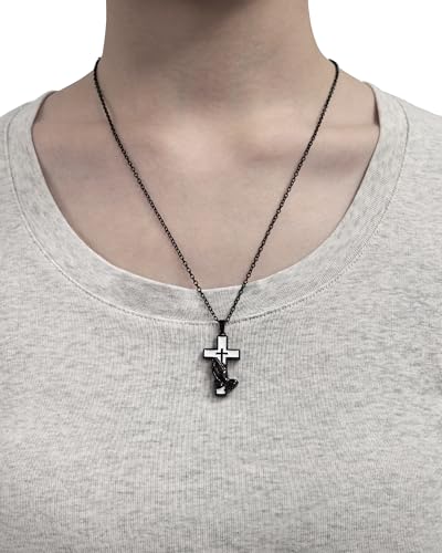 Cross-shaped Ashes Necklace, Customizable for Pet or Human Ashes, Suitable for Both Men and Women