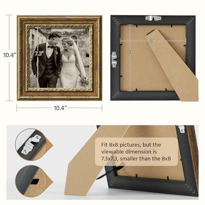 Antique Picture Frames 8x8 with Stand for Drawings Prints,Gold - color: Gold, size: 8x8"