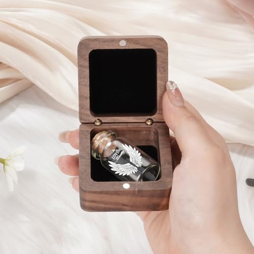 SOITIS Wooden Box for Ashes - Small Glass Urn for Human Ashes Keepsake, Mini Urns for Ashes Cremation Holder, Funeral Keepsake for Women Men-White Wings Urn - size: White