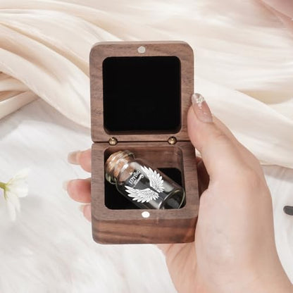 SOITIS Wooden Box for Ashes - Small Glass Urn for Human Ashes Keepsake, Mini Urns for Ashes Cremation Holder, Funeral Keepsake for Women Men-White Wings Urn - size: White