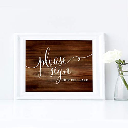Andaz Press Wedding Party Signs, Rustic Wood Print, 8.5x11-inch, Please Sign our Keepsake Table Sign, 1-Pack, Unframed - color: Please Sign Keepsake