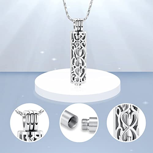 Imrsanl Cylinder Cremation Urn Necklace for Ashes of Loved One - color: Silver