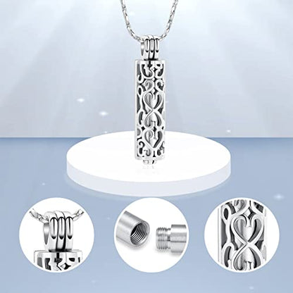 Imrsanl Cylinder Cremation Urn Necklace for Ashes of Loved One - color: Silver