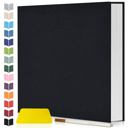Artfeel Photo Album Self Adhesive Scrapbook,Large Photo Book for 4x6,5x7,8x10 Pictures,DIY Album for Baby Wedding Family Travel Birthday,with Metallic Pen and Scraper - color: Black, size: 11.5"x10.6"40pages