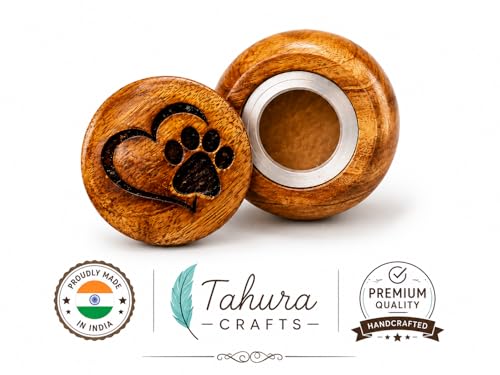 Small Pet Urn for Ashes, Mango Wood Memorial Keepsake for Dog or Cat, Paw & Heart Design, Holds up to 6 lbs - size: Small 0.6 Cu In
