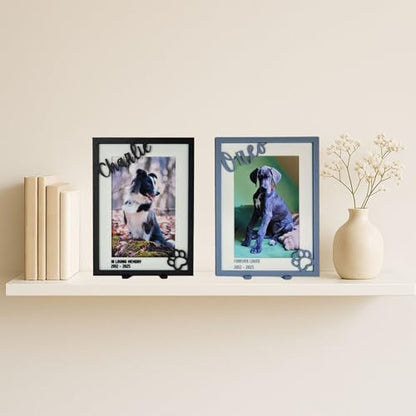 Dog Memorial Picture Frame with Angel Dog Holder, 4x6 Frames for Pet Memorial Pictures, Pet Sympathy, Gifts for Dogs that Passed, Pet Remembrance, Condolence Gift, Rainbow Bridge Gift for Puppy, Chihuahua, Bulldog, Labrador, German Shepherd, Poodle Dachsh